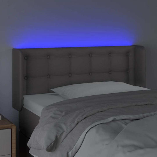 vidaXL LED-Kopfteil aus Kunstleder, Grau, 103 x 88 cm