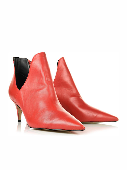 Mestico CAB05- Women's Leather Medium Heel Ankle Boots Red