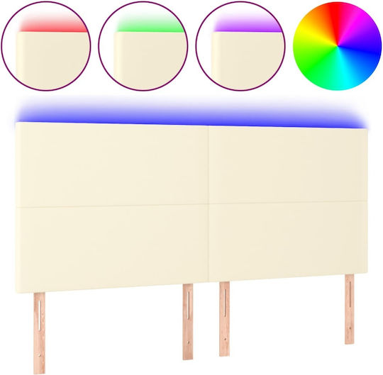 vidaXL vidaXL Kopfstützen für Betten mit Leder Ecru 160x118cm