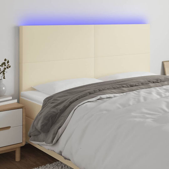 vidaXL vidaXL Kopfstützen für Betten mit Leder Ecru 160x118cm