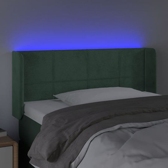 vidaXL LED Bed Headboard Fabric Dark Green 103x88cm