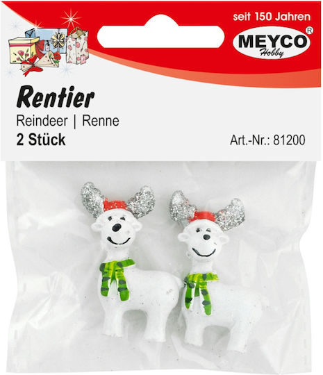 Meyco Weihnachtliche Figur Rentier Weiß Höhe 4cm 2Stück
