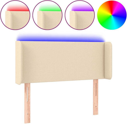 vidaXL Tăblie de Pat cu LED, din Țesătură, Crem, 103x88 cm,