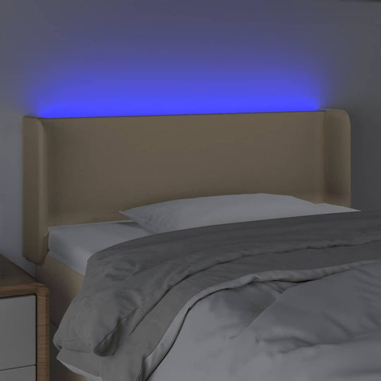 vidaXL Tăblie de Pat cu LED, din Țesătură, Crem, 103x88 cm,