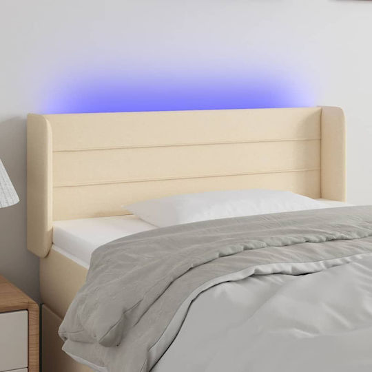 vidaXL LED Bed Headboard Fabric Cream 103x88cm