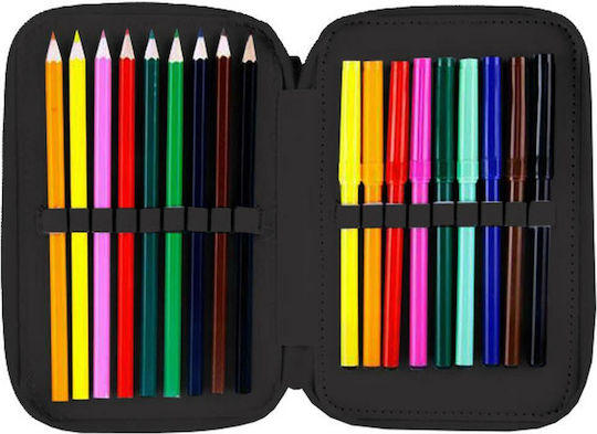 Must Team Pencil Case Full with 2 Compartments Black