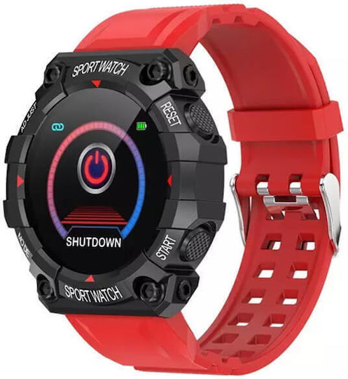 FD68S Smartwatch with Heart Rate Monitor (Red)