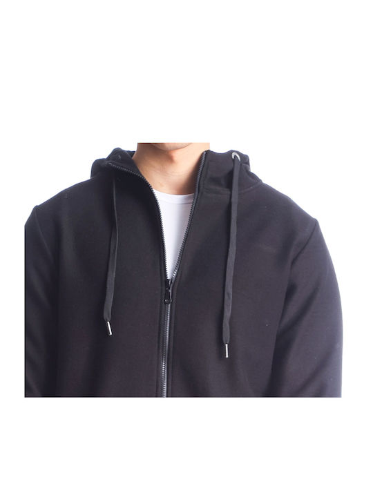 Paco & Co Men's Sweatshirt Jacket with Hood and Pockets Black