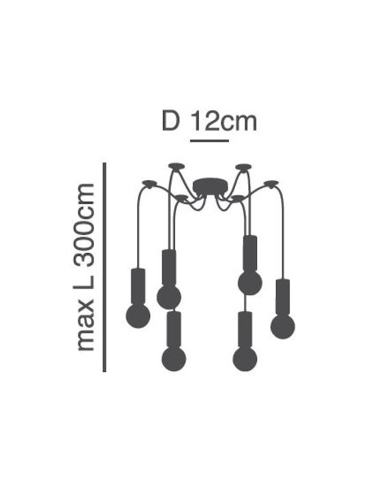 Home Lighting Suspendat Candelabru pentru 6 Becuri E27 Negru