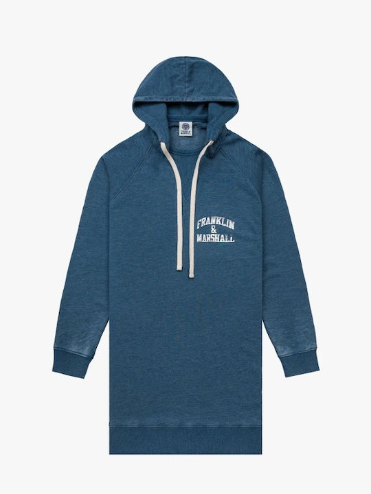 Long Women's Sweatshirt Hooded Navy Blue