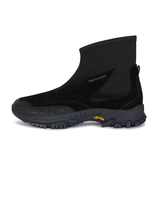 Trussardi Neo Chunky Ankle Boots with Socks Black