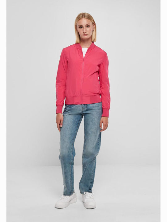 Κοντό Γυναικείο Bomber Jacket Hibiskus Pink