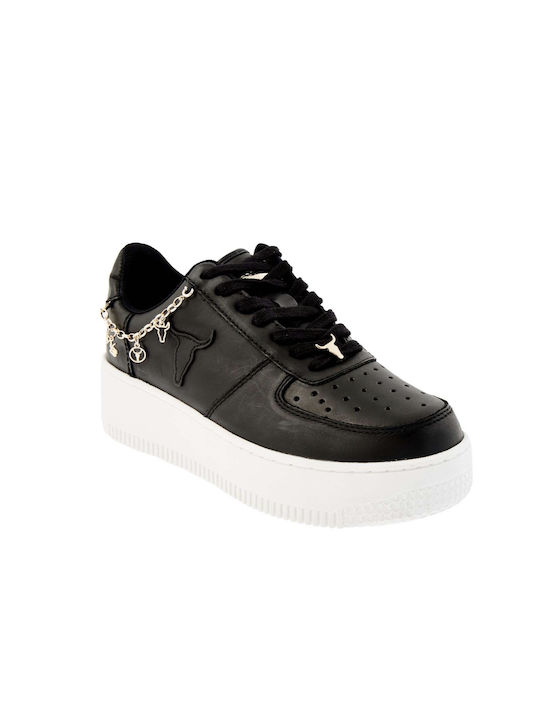 Windsor Smith Roses Femei Flatforms Sneakers Negre 0112000721