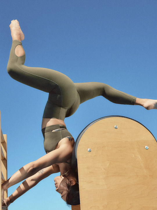 Adidas Yoga Studio Yoga Colanti de femei Cropped Colanti Kaki
