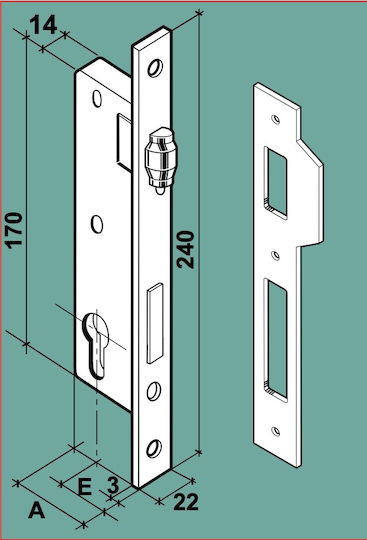 F.lli Facchinetti Recessed Lock Bilias with Cylinder and Center 45mm Silver