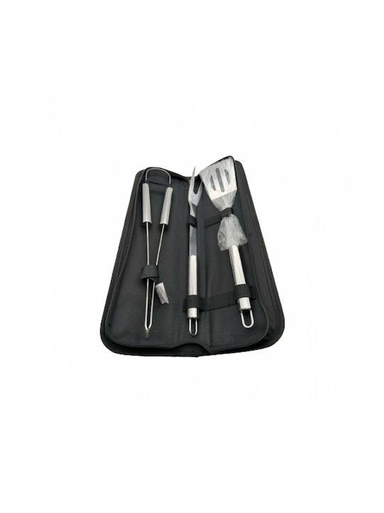 Set of 3 BBQ Tools with Carving Fork, Spatula, and Tongs