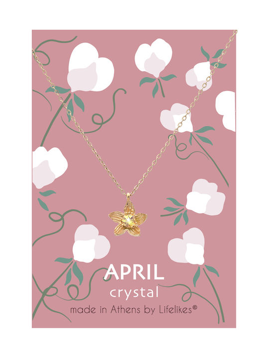 LifeLikes Birthstone April cu design Floare Placat cu aur cu Diamant