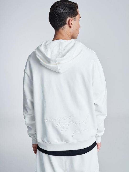 P/Coc P- Men's Sweatshirt Jacket with Hood and Pockets White