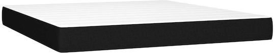 Bed Queen Upholstered with Fabric Black with Slats & Mattress 160x200cm