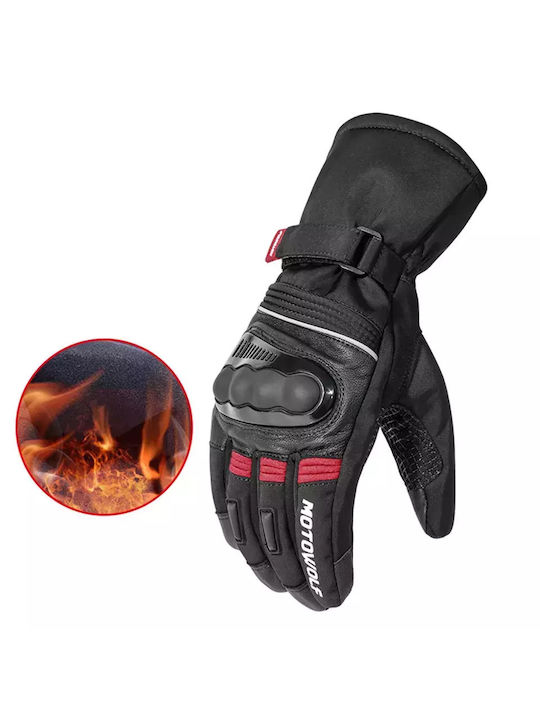 Motowolf MDL0318 Зимни Мъжки Мотоциклетни ръкавици Softshell Водоустойчиви Черен