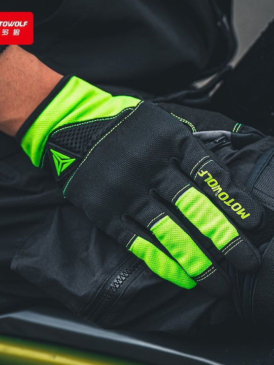 Motowolf Ανδρικά Γάντια Μηχανής Softshell 4 Εποχών Πράσινα