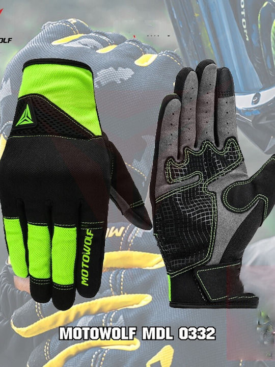 Motowolf Ανδρικά Γάντια Μηχανής Softshell 4 Εποχών Πράσινα