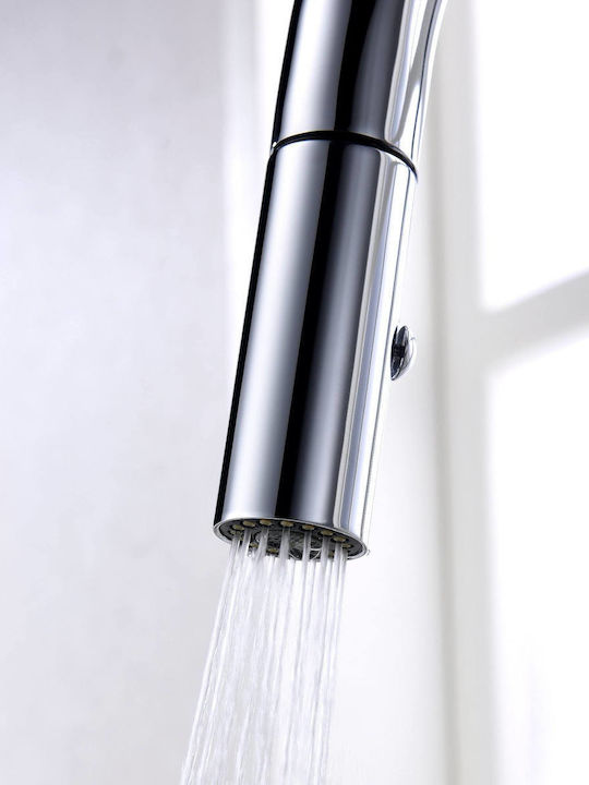Excel Rozario Tall Kitchen Faucet Counter with Spiral Silver
