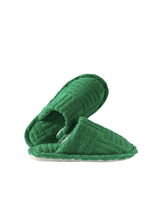 Jomix Πετσετέ Χειμερινές Γυναικείες Παντόφλες σε Πράσινο Χρώμα