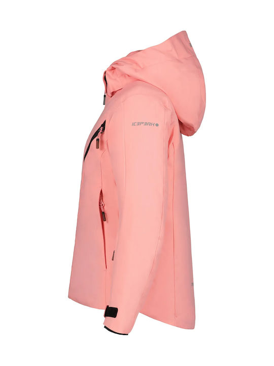 Waterproof Kids' Sports Jacket Short with Hood Pink Lyons