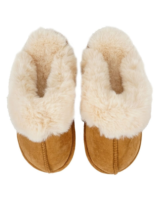 Piazza Shoes Women's Slipper with Fur In Brown Colour