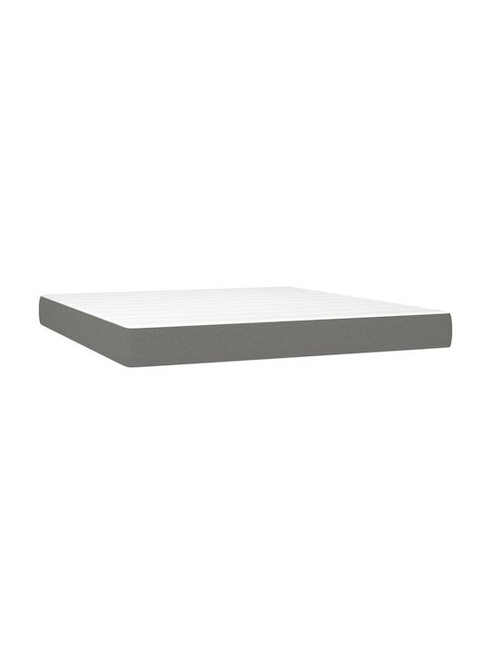 Bed Queen Upholstered with Fabric Dark Gray with Slats & Mattress 160x200cm