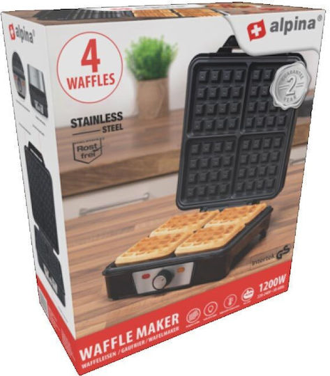 Alpina Appliances Гофретник за Квадратни Гофрети 4 Места 1200W
