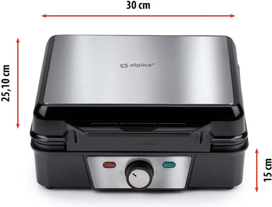 Alpina Appliances Гофретник за Квадратни Гофрети 4 Места 1200W