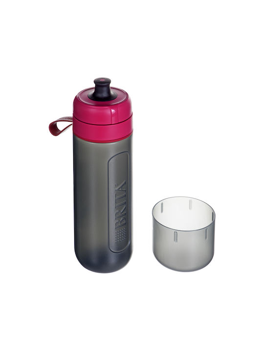 Brita Fill & Go Active Plastic Water Bottle with Mouthpiece and Filter 600ml Black Pink