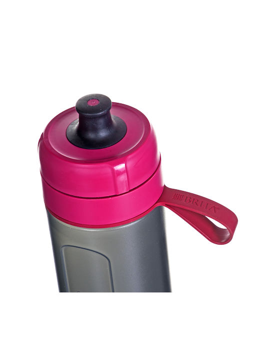 Brita Fill & Go Active Plastic Water Bottle with Mouthpiece and Filter 600ml Black Pink