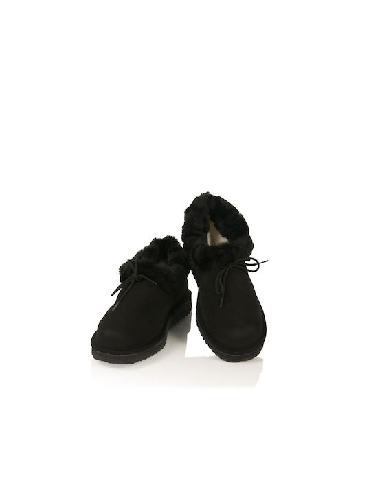 MRDline 4810011 Closed-Back Women's Slippers with Fur In Black Colour