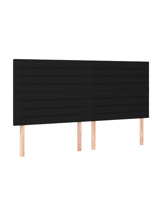 Bed Queen Upholstered with Fabric Black with Slats & Mattress 160x200cm