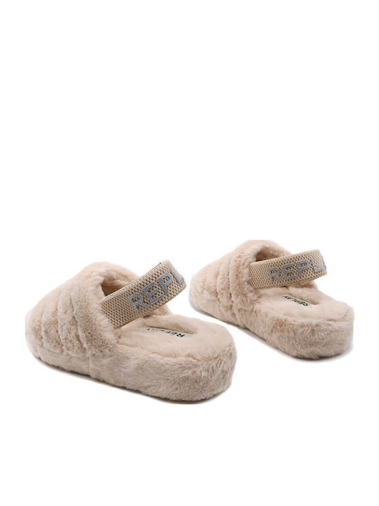 Soft City Winter Women's Slippers with Fur Beige