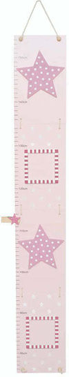 Jabadabado Wooden Kids Growth Height Chart Star Pink 150cm