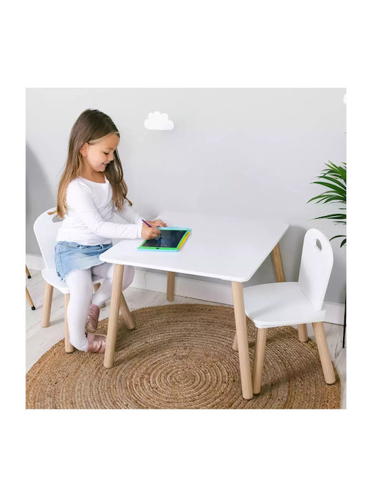 Kids Table and Chairs Set made of Wood White FreeOn