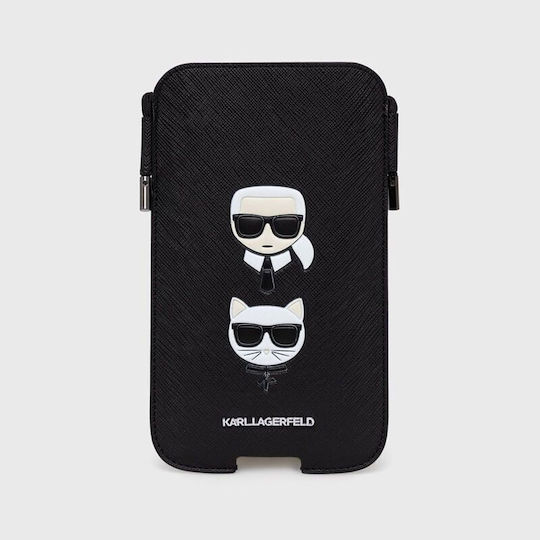 Karl Lagerfeld Saffiano Karl & Choupette Head L Sock & Pouch Μαύρο