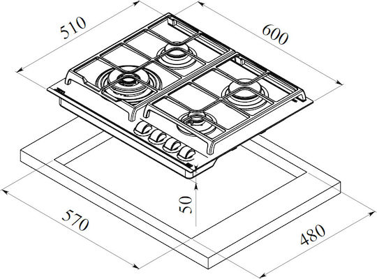 La Germania Gas Cooktop Autonomous 60x51εκ.