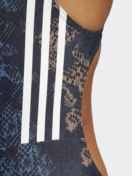 3-Stripes Sport Badeanzug Animal Print Grau