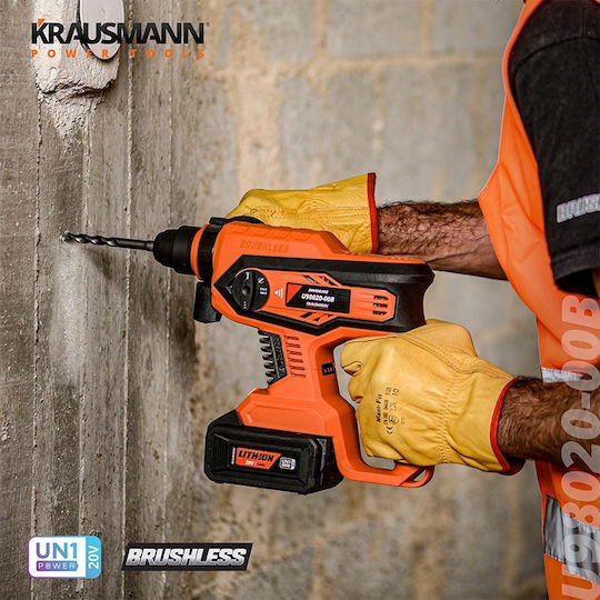 Krausmann Impact Demolition Hammer Battery 20V 2x4Ah with Chuck SDS Plus U98020-24SΒ