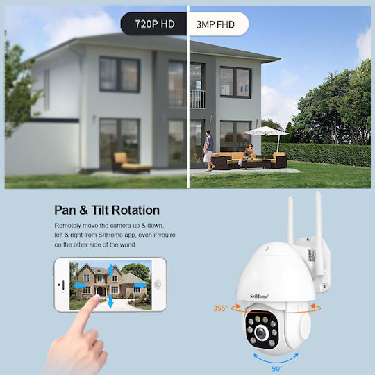 Sricam SH039B IP Überwachungskamera Wi-Fi Full HD+ 3MP Wasserdicht mit Zwei-Wege-Kommunikation