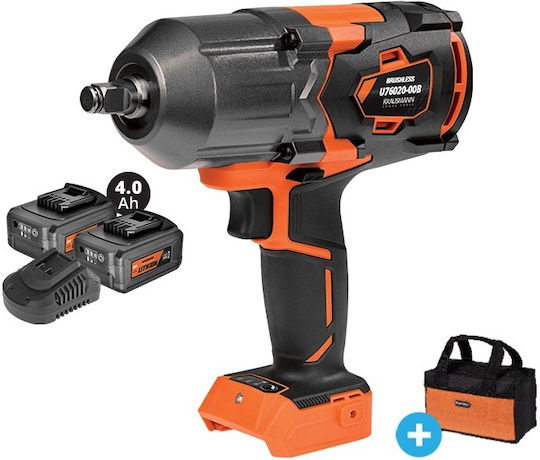 Krausmann Brushless Impact Wrench Battery 20V 2x4Ah with Socket 1/2"