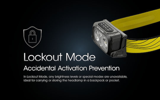 NiteCore Επαναφορτιζόμενος Φακός Κεφαλής LED IP66 με Μέγιστη Φωτεινότητα 360lm NU25