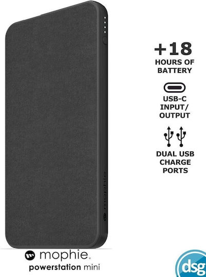 Mophie Powerstation Mini 5000mAh mit USB-A Anschluss und USB-C Anschluss Schwarz