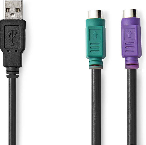 Nedis Converter USB-A male to PS/2 2x female 1pcs CCGP60830BK03