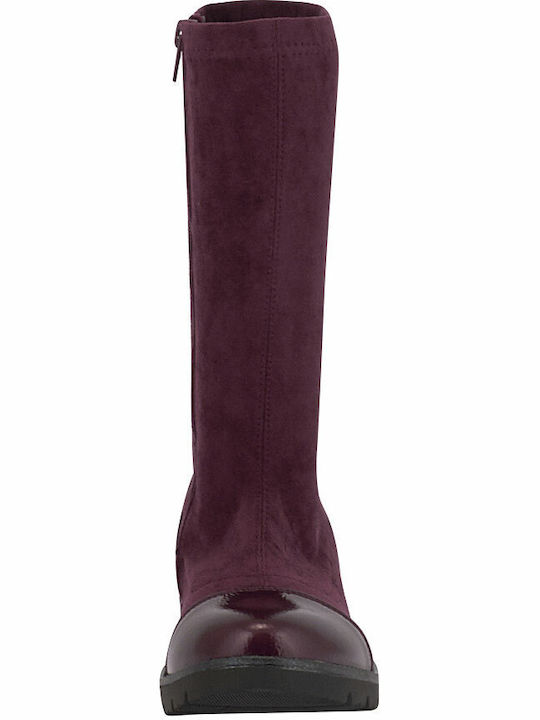 Conguitos Kids Suede Boots with Zipper Burgundy